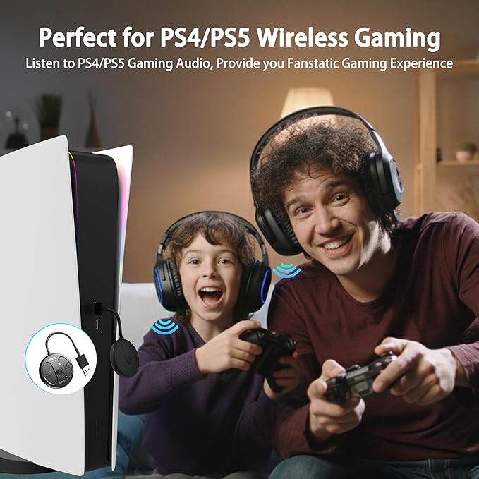 AMORNO USB-C Bluetooth Adapter for PS5, Bluetooth 5.4 Audio Adapter for PC, Plug and Play, Wireless Audio Transmitter for Bluetooth Headphones & Earbuds to PS4/PS5/Switch Dock/PC/Laptop/TV