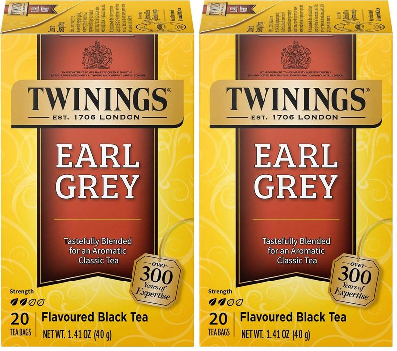 Twinings Earl Grey Black Tea Individually Wrapped Bags, 20 Count (Pack of 2), Flavoured with Citrus and Bergamot, Caffeinated, Enjoy Hot or Iced, 20 Teabags