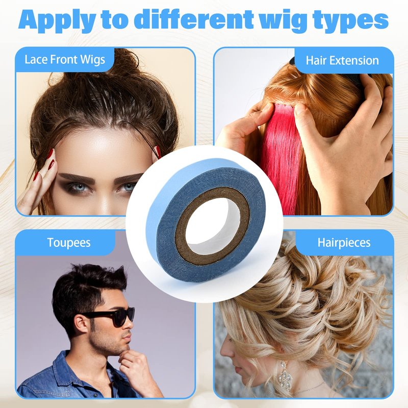 EHDIS Hair Extensions Tools Kit Tape in Hair Extensions Pliers Flat Surface Hair Sealing Pliers with Double-Sided Hair Extension Replacement Tape Lace Front Wig Adhesive Tape Roll Tape Scraper Tool