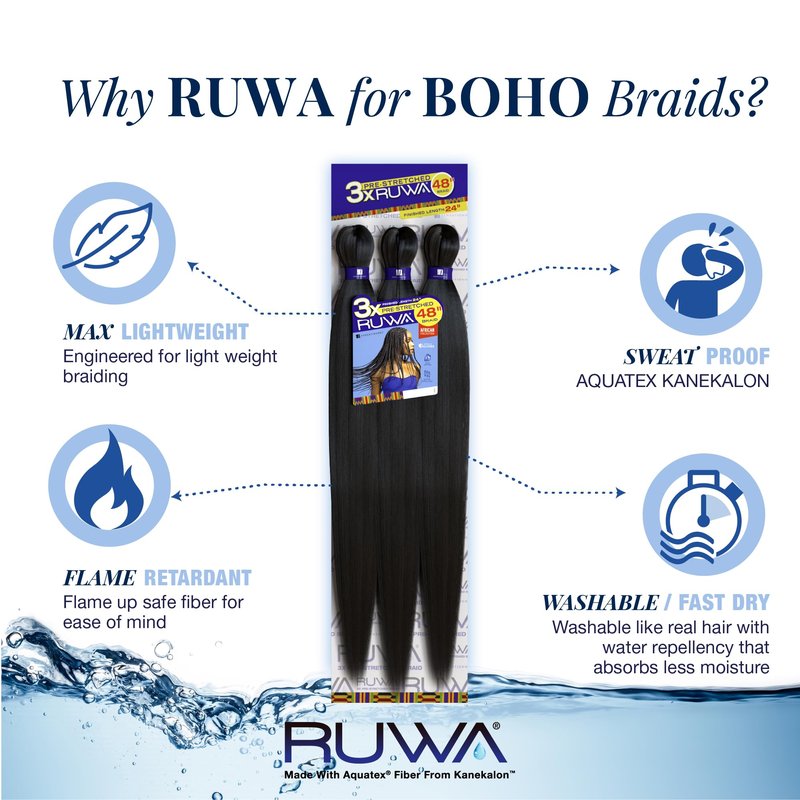 Sensationnel Ruwa prestretched braiding hair - 3x 48 inch water repellent kanekalon fast dry synthetic sports itch free (5 pack, 27 HONEYBLONDE)
