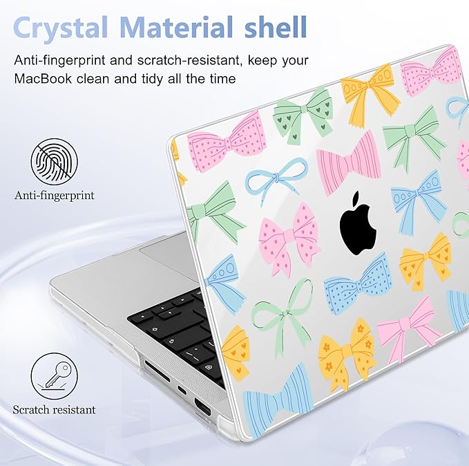 Lepeoac for MacBook Pro 16 inch Case M1 M2 M3 M4 M5 Pro/Max with Liquid Retina XDR, Release 2021-2025 2026 A3429 A3428, Hard Shell Case with Screen Protector & Keyboard Cover, Colorful Bow