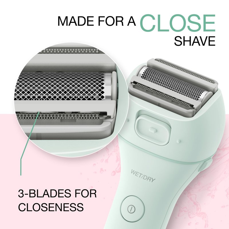 Panasonic Electric Bikini Trimmer, Waterproof Full-Body Cordless Electric Razors for Women Legs with Bikini Attachments, 3 Hypoallergenic Blades, for Travel, Shower, and Everyday Use - ES-AWL6AG
