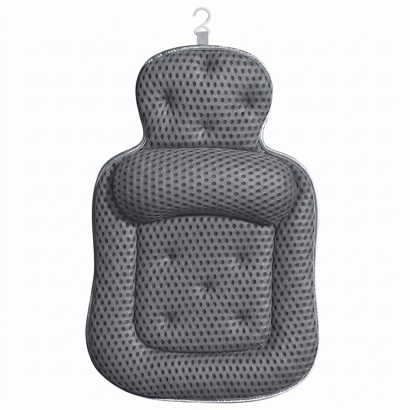 Bath Pillows for Tub, Comfortable Bathtub Cushion for Head and Neck with Soft 3D Mesh Fabric and 54 Non-Slip Suction Cups, Relaxing Tub and Shower Accessories Spa Gift Dark Gray Extra Thick