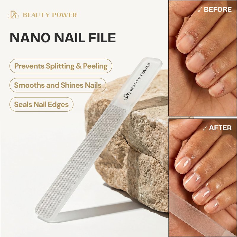 Beauty Power Cuticle Trimmer with Cuticle Pusher & Nano Nail File - Cuticle Nipper Cuticle Remover - Professional Stainless Steel Clippers Pedicure Manicure Tools for Fingernails - Gift Idea