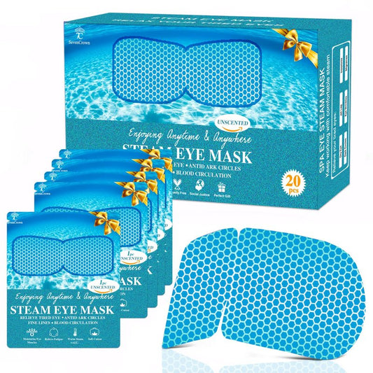 20 Packs Green Tea Scented Steam Eye Mask, Heated Eye Compress for Dry Eyes, Self Heating Eye Masks for Sleep, Spa, Travel Essentials, Relaxation Gift for Women & Men Stocking Stuffers