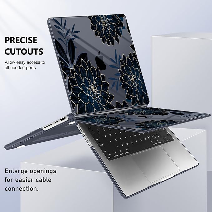 Lepeoac for MacBook Pro 16 inch Case M1 M2 M3 M4 M5 Pro/Max with Liquid Retina XDR, Release 2021-2025 2026 A3429 A3428, Hard Shell Case with Screen Protector & Keyboard Cover, Flower Dahlia