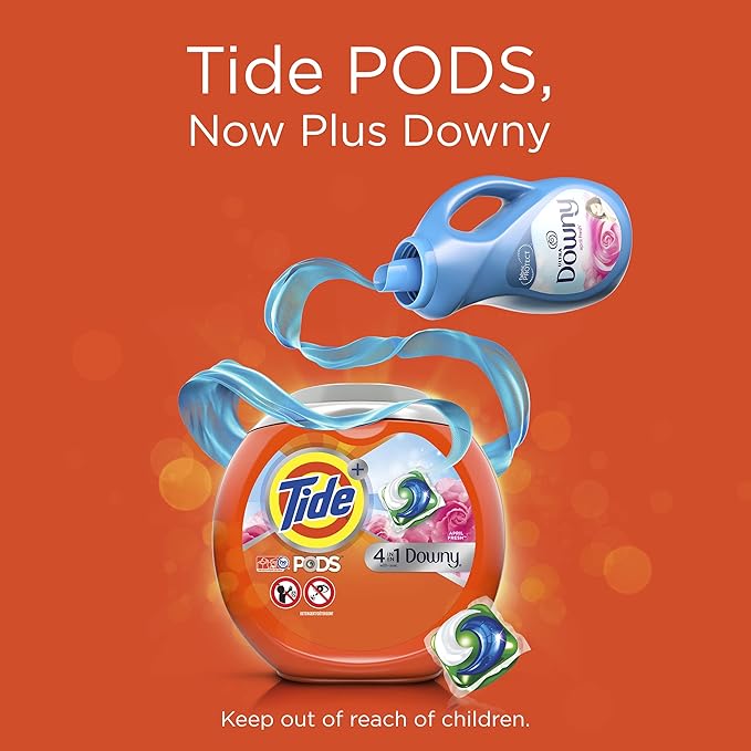 Tide PODS with Downy, Liquid Laundry Detergent Pacs, April Fresh, 3 Bag Value Pack, 75 count