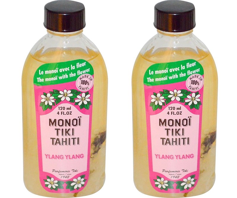Monoi Tiki Tahiti Ylang Ylang Coconut Oil - Natural Scented Oil with Tiare Flowers | 4 fl. oz. (Pack of 2)