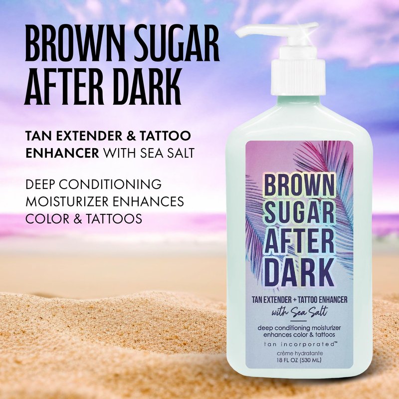 Brown Sugar After Dark Tan Extender & Tattoo Enhancer, Sea Salt Tigergrass & Ocean Botanicals with Triple Coconut Complex, 18 Fl Oz