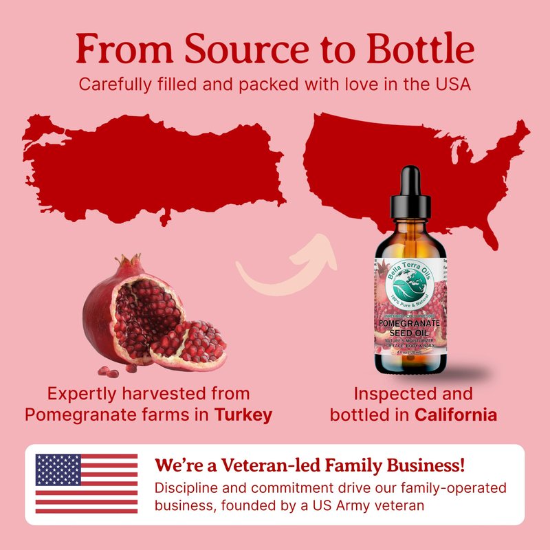 Bella Terra Oils - Organic Pomegranate Seed Oil 16 oz - Revel in the Essence of Punicic Acid & Ellagic Acid, Nature’s Gift for Radiant & Nourished Skin