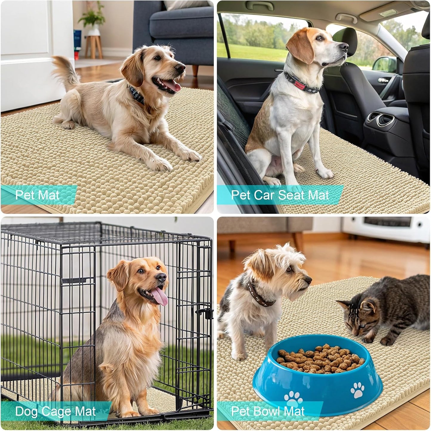 OLANLY Dog Door Mat - Absorbent Non-Slip Chenille Mat for Muddy Paws | 47x17 Inches, Quick Dry Design