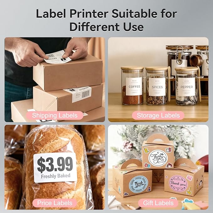 Hoorola Bluetooth Thermal Label Printer, Wireless 4x6 Shipping Label Printer for Small Business & Shipping Packages, Support iPhone, Android, Windows, macOS, Work for Amazon, Shopify, Etsy, USPS