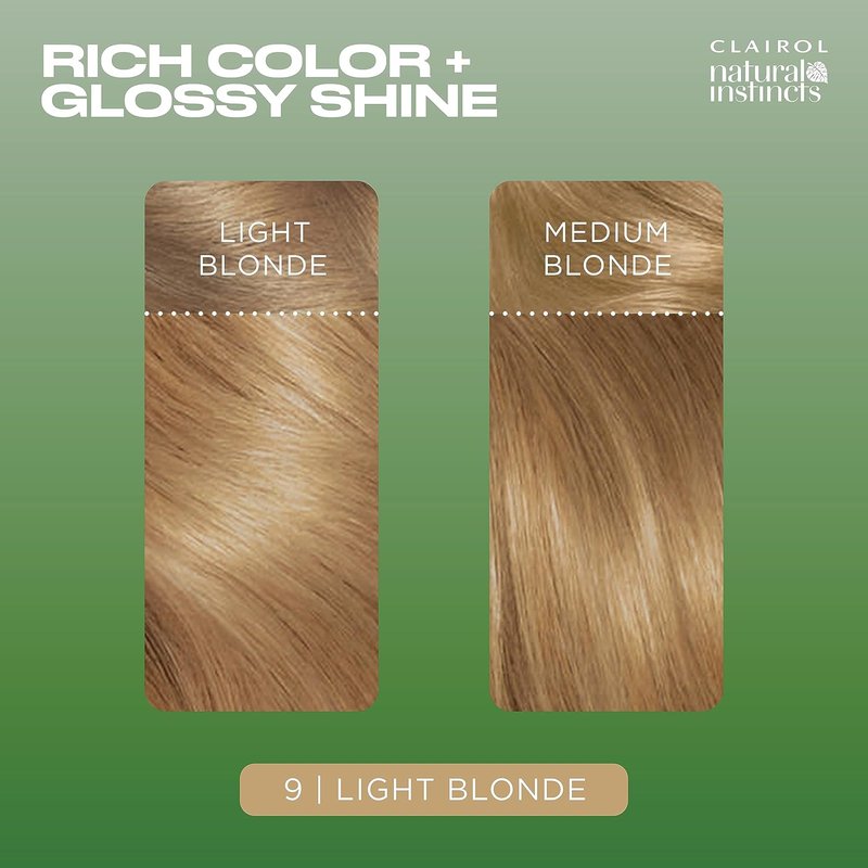 Clairol Natural Instincts Demi-Permanent Hair Dye - 9 Light Blonde | Ammonia-Free Vegan Formula with Coconut Oil & Aloe Vera | Pack of 3