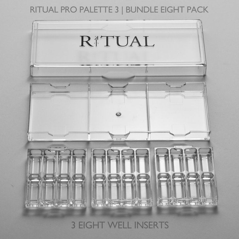 Empty Makeup Palette | 24 Wells | Modular Interchangeable Depotting System | Ritual Pro Palette 3 | 8 Well Bundle, Lipstick, Creams, Alcohol based makeup and paint, watercolor, Gouache, Acrylic paint