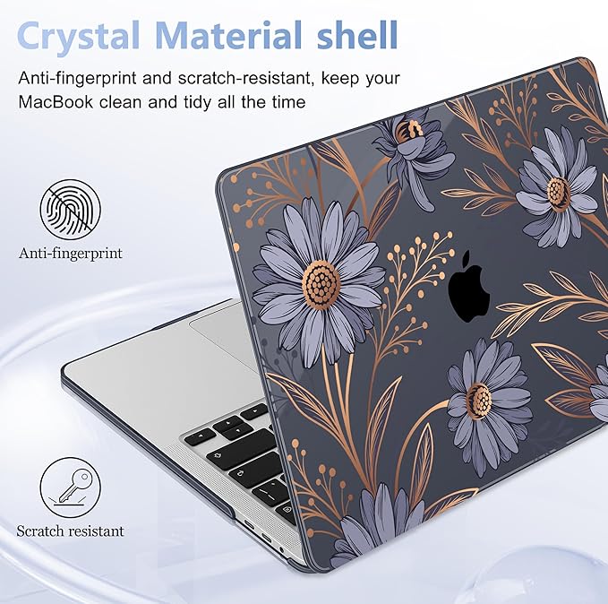 Lepeoac for MacBook Pro 16 inch Case 2019 2020 Release Model A2141, Plastic Hard Shell Cover with Keyboard Cover & Screen Protector for MacBook Pro 16 inch with Touch Bar & Touch ID - Blooming Plants