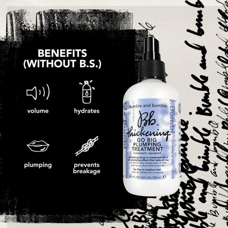 Bumble and bumble. Thickening Go Big Plumping Hair Treatment Spray | Heat Protection | Softening + Defining | Straight to Wavy, 8.5 Fl Oz