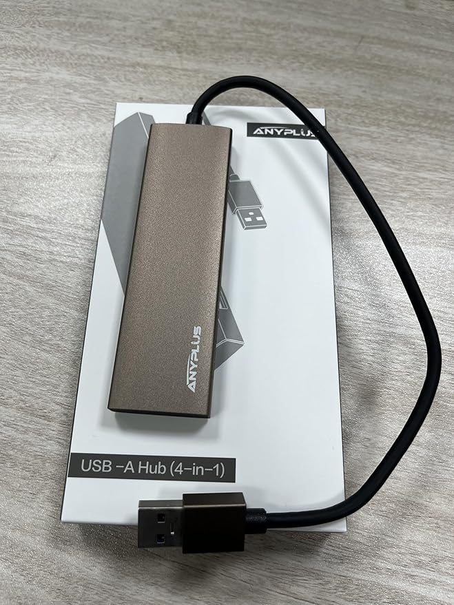 ANYPLUS USB Hub, USB 3.0 Hub Aluminum Alloy Ultra Slim USB Splitter, Portable 4 Port USB Extender, USB Hub for Laptop, PC, MacBook, iMac, Surface Pro, Mac Pro, Flash Drive, XPS【Brown】