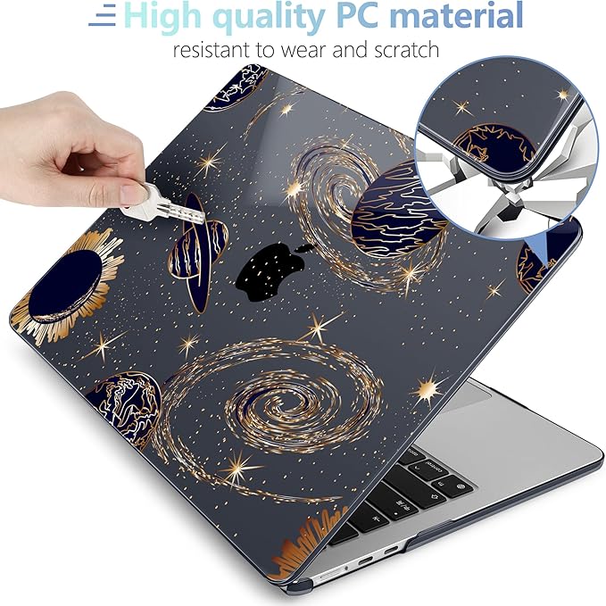 MEEgoodo Case for M5/M4/M3/M2 MacBook Air 13 inch Case 2026 2025 2024 2022, Fit Model A3449/A3240/A3113/A2681, Laptop Hard Shell Compatible with MacBook Air 13.6-inch, Planets & Galaxies