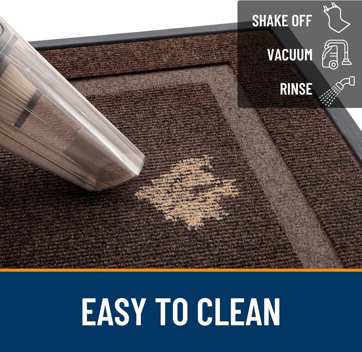 OLANLY Indoor Outdoor Front Door Mat - Waterproof All-Season Doormat | Sturdy Natural Rubber, 35x23, Dark Brown