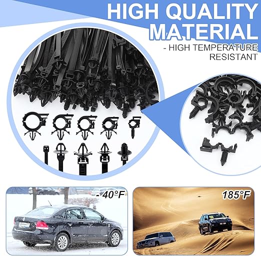 Funnymoom 150 pcs Car Wire Loom Routing Clips Push Mount Cable Tie Assortment 10 Sizes Car Harness Routing Clips Universal Wiring Harness Replacement Parts for Automotive