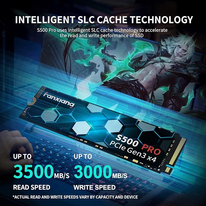 fanxiang S500 Pro 256GB NVMe SSD M.2 PCIe 3.0, Gen 3x4 2280 Internal Solid State Drive, SLC Cache 3D NAND TLC, Up to 3000MB/s, Compatible with Laptop and PC Desktops(Black)