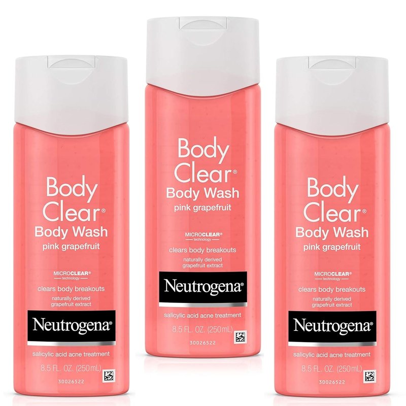 Neutrogena Body Clear Acne Treatment Wash - 2% Salicylic Acid Gel for Back, Chest & Shoulders | Pink Grapefruit, 8.5 fl. oz (Pack of 3)