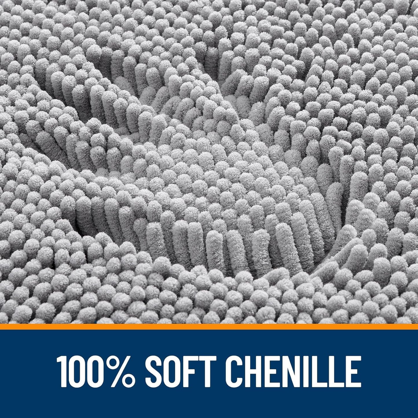 OLANLY Bathroom Rugs Set - Soft Absorbent Chenille Bath Mats & U-Shaped Toilet Mat | Machine Washable, Grey (30"x20" + 24"x20")
