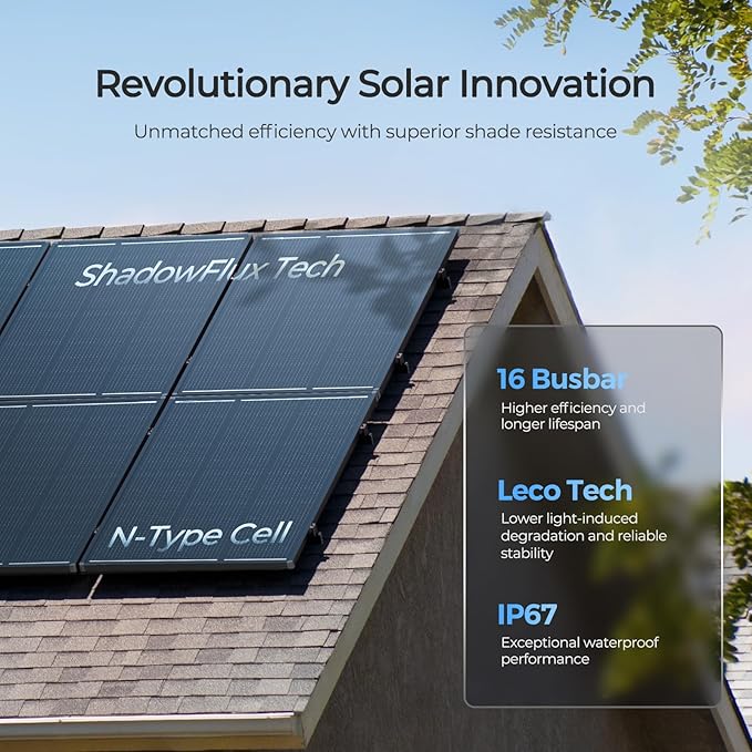 RENOGY REGO 120W Solar Panel ShadowFlux Anti-Shading N-Type 16BB 12 Volt, 25% High-Efficiency, PV Module Power Charger for RV Marine Rooftop Farm Battery and Other Off-Grid Applications