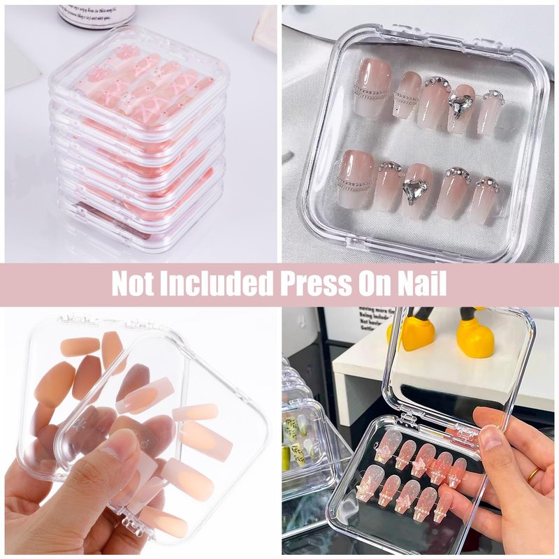 36 Pcs Press on Nail Storage Box Container All-In-One Clear 3 pcs Double Sided Tape Acrylic Display Fake Nail 3 Big Storage Box Organizer Case Artificial False Nail Boxes Packaging for Press Ons