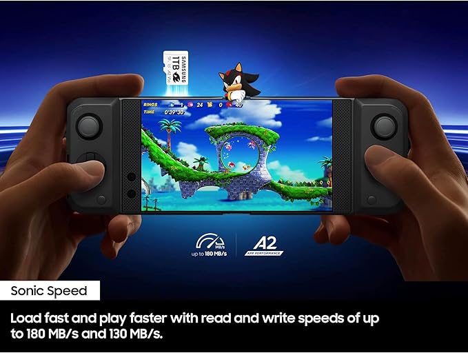 Samsung PRO Plus Sonic The Hedgehog + Adapter, 128GB microSDXC, Up-to 180MB/s, Full HD & 4K UHD, UHS-I, C10, U3, V30, A2, for Nintendo-Switch, Steam Deck, GoPRO, DJI Drone, Tablets (MB-MD128SA/LC1)