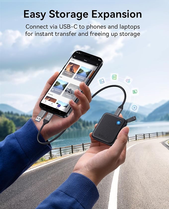 ORICO Portable SSD 512 GB with 2 in 1 USB C Cable, External Solid State Drives, Up to 460MB/s, Status Indicator, Reliable Storage for USB-C Smartphone, Tablet, PC - B5PLUS