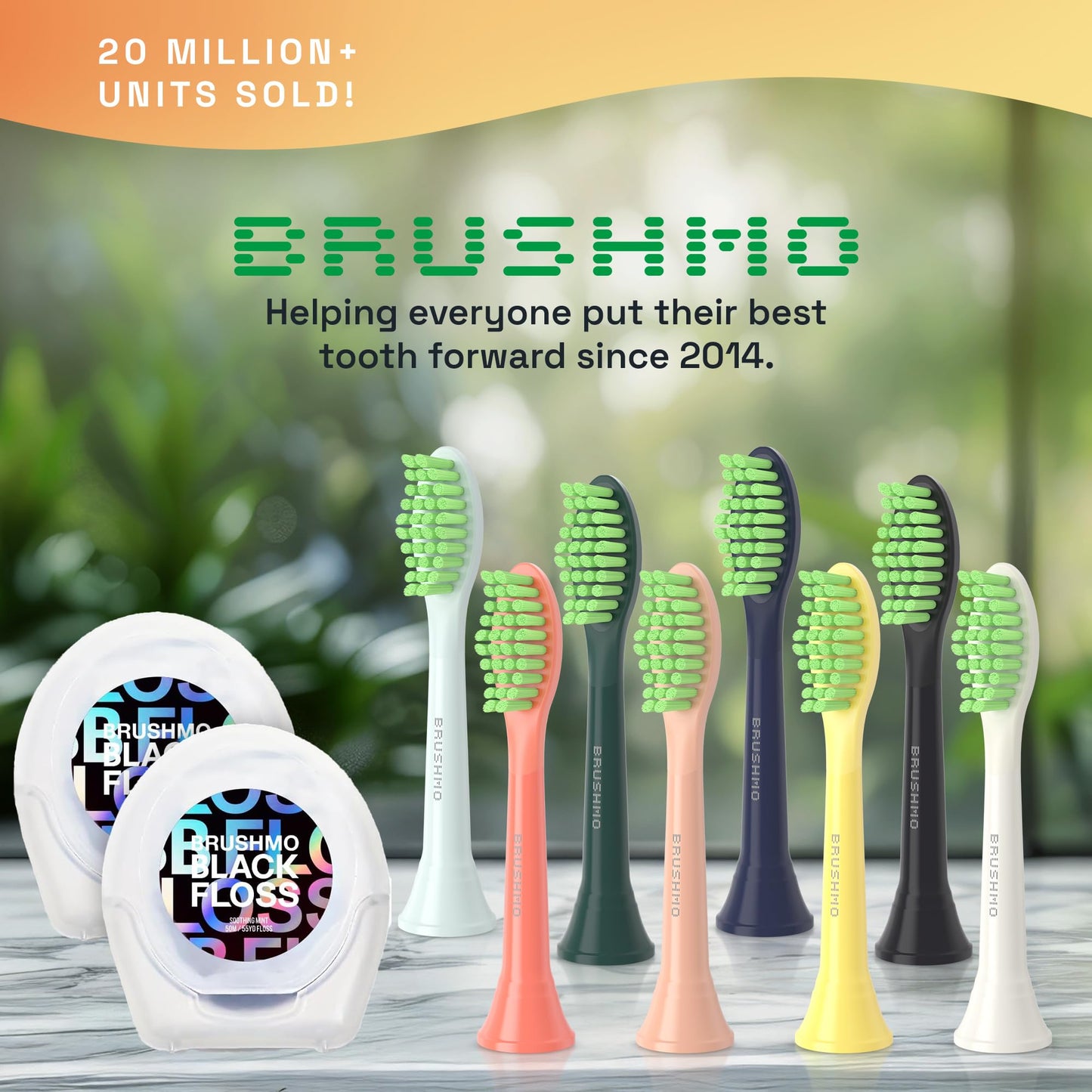 Brushmo Replacement Toothbrush Heads, Compatible with Philips One for Sonicare Electric Toothbrush Handles HY1022, 4 Standard Heads with Tongue Cleaner, Soft Dupont Bristles, BM124m, Snow White