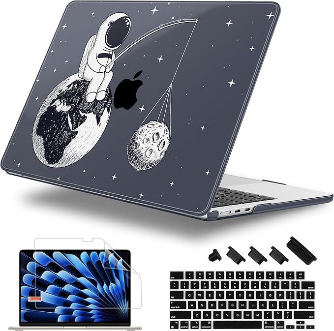 Lepeoac Case for 2026/2025/2024/2023 MacBook Air 15-inch Laptop Release M5 A3448 /M4 A3241 /M3 A3114 /M2 A2941, Stylish Protective Hard Shell Cover for MacBook Air 15.3 inch - Astronaut Enjoy