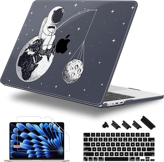 Lepeoac Case for 2026/2025/2024/2023 MacBook Air 15-inch Laptop Release M5 A3448 /M4 A3241 /M3 A3114 /M2 A2941, Stylish Protective Hard Shell Cover for MacBook Air 15.3 inch - Astronaut Enjoy