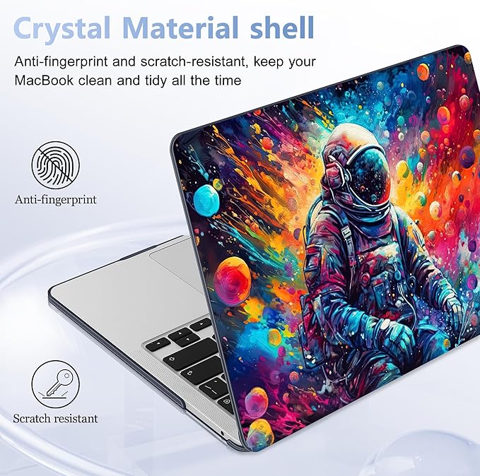 Lepeoac Case for MacBook Pro 13 inch Case M2 2022-2016 A2338 M1 A2251 A2289 A2159 A1989 A1708 A1706, Plastic Hard Shell + Keyboard Cover + Dust Plug, Astronaut