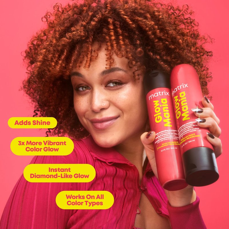 Matrix Glow Mania Conditioner - Enhances Shine and Moisturizes, Preserves and Protects Color Vibrancy, For Dull and Color-Treated Hair, Sulfate-Free, With Glycolic Acid & Rosehip Oil 10.1 Fl Oz