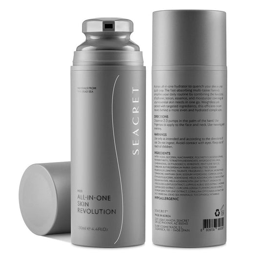 SEACRET Men’s All-in-One Face Moisturizer & Aftershave - 4-Month Supply, Anti-Aging Cream with Niacinamide & Adenosine, Non-Greasy Daily Hydration for Sensitive Skin, 4.4 Fl Oz / 125 ml