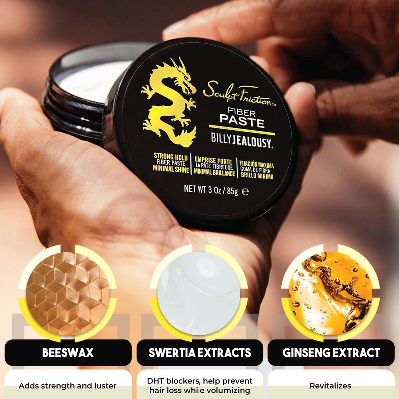 Billy Jealousy Sculpt Friction Fiber Hair Paste for Men, Adds Volume & Texture with Touchable Hold & Low Shine, Hair Product for Fine or Thinning Crown, 3 Oz