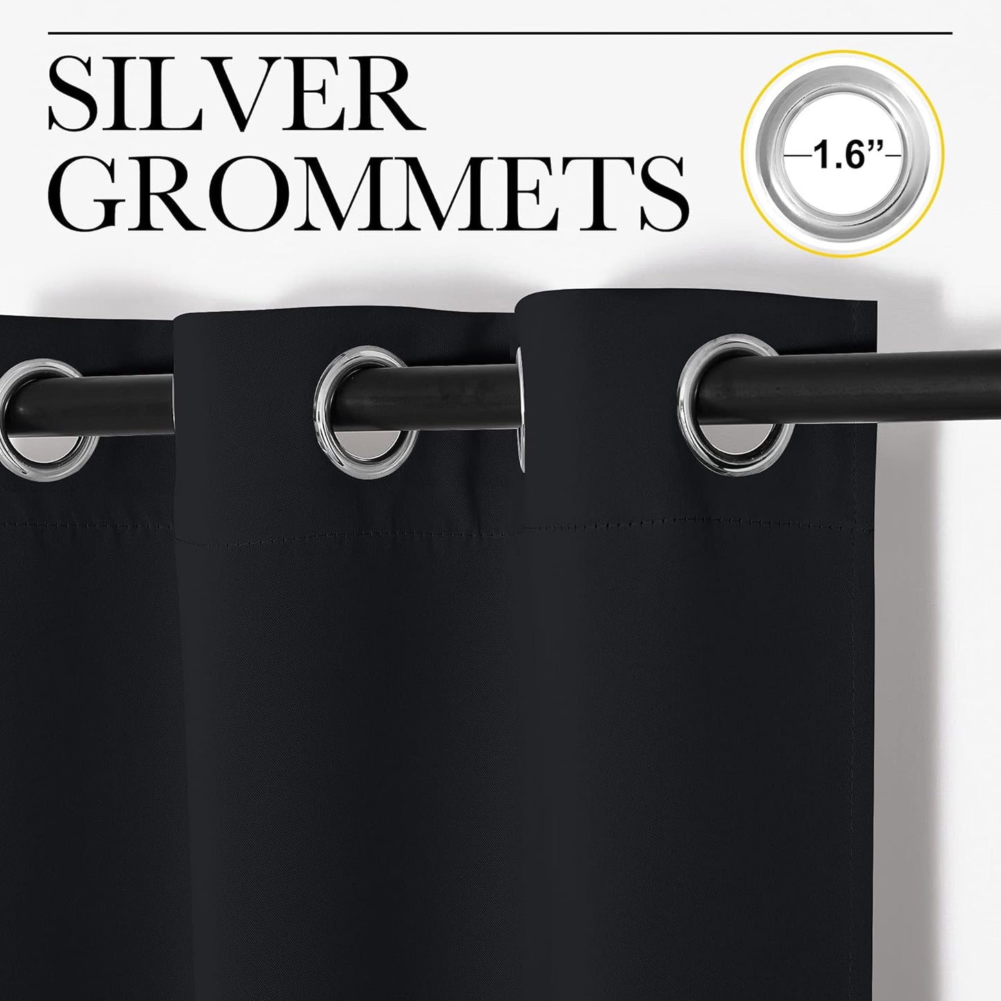 NICETOWN Blackout Curtain Shades - Thermal Insulated Draperies, 2 Panels, 55" x 94", Black | Perfect for Summer Home Decor