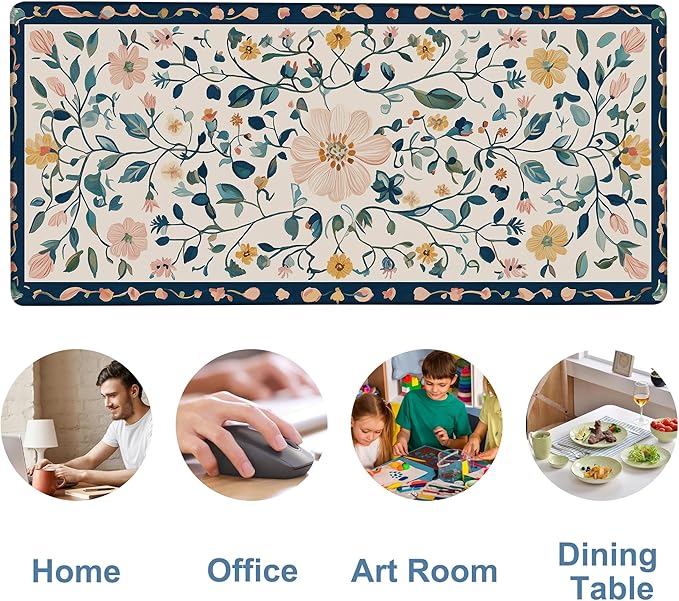 NITAHHHY Gaming Desk Pad Large Extra Length Oriental Decorative Mouse Pad Keyboard Laptop Non-Slip Waterproof with Rubber Base Thick Stitched Edge Mouse Mat for Office Home 35.4 x 15.7 Inches