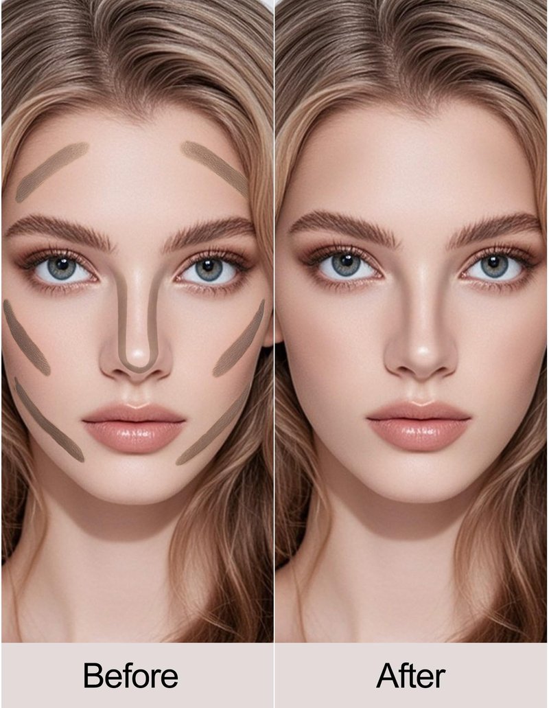 Erinde Cool Toned Liquid Contour Stick - Grey Brown Cream Contour Bronzer with Brush, Liquid Contouring Makeup for Fair Pale Skin, Lightweight Blendable Matte Sculpted Look, Vegan & Cruelty-Free