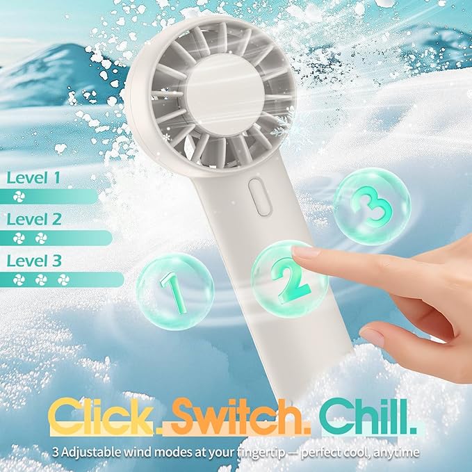 Mizong Mini Portable Fan, USB Rechargeable Handheld Fan with 3 Speed Wind, Pocket Personal Cooling Fan for Desktop Travel Outdoor Vacation Concert Makeup Use