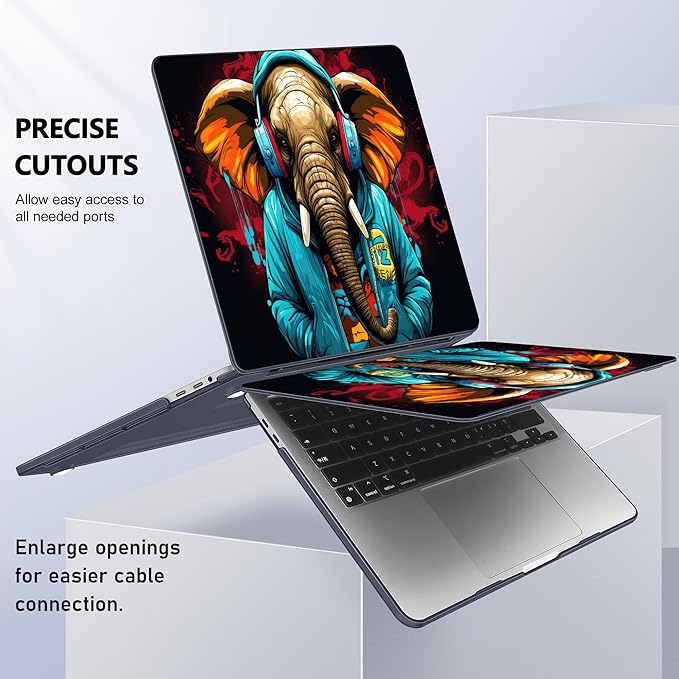 Lepeoac for MacBook Pro 16 inch Case 2019 2020 Release Model A2141, Plastic Hard Shell Cover with Keyboard Cover & Screen Protector for MacBook Pro 16 inch with Touch Bar & Touch ID, Elephant Hoodie