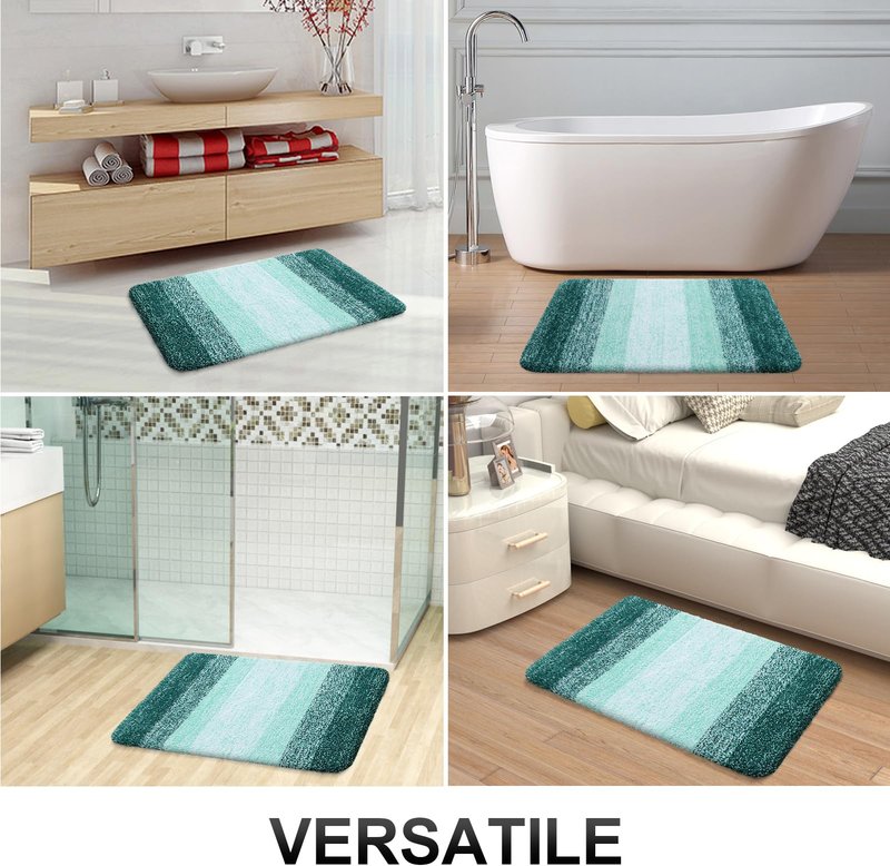 OLANLY Bathroom Runner Rugs Mat 47x20, Extra Soft Absorbent Microfiber Bath Rugs, Rubber Backing, Quick Dry, Long Bath Mats for Bathroom, Tub and Shower, Home Decor Accessories, Blackish Green