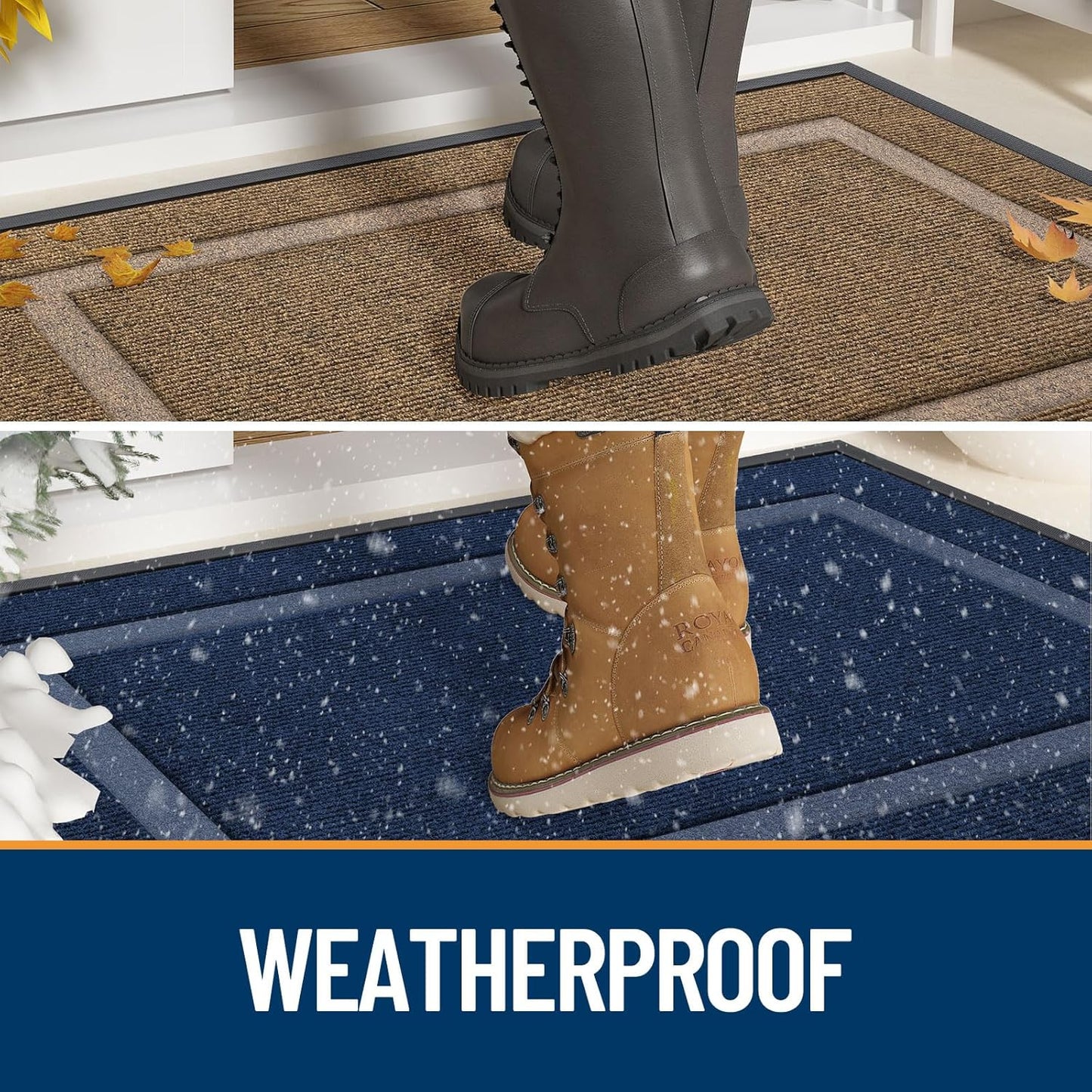 OLANLY Indoor Outdoor Front Door Mat - Waterproof All-Season Doormat, Easy Clean, 29.5x17, Grey