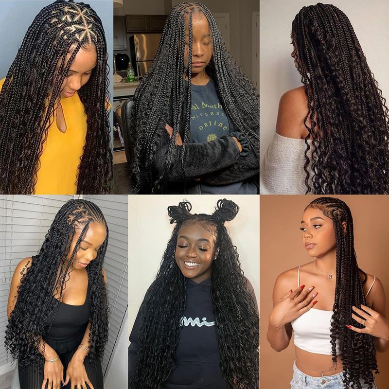 Human Braiding Hair for Boho Braids Human 130g Curly Boho Hair for Braiding Knotless 12A Deep Wave Bulk Bohemian 3 Bundles/Pack (1B-Natural Black, 16Inch)