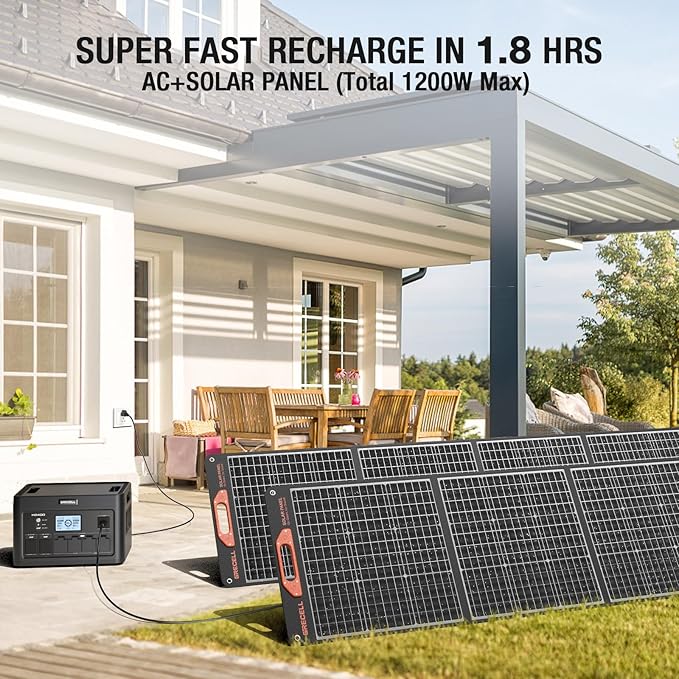 Solar Generator 2400W Portable Power Station, 1843Wh UPS Backup LiFePO4 Battery Supply with 12 Outlets(4 2000W AC Outlets,2 PD100W), 2Hrs Quick Charge for Home Emergency RV Trip Van
