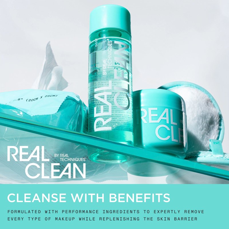 Real Techniques Real Clean In-The-Clear Eye Makeup Remover, Gentle Liquid Makeup Remover, Skin Repair Ingredients, Hyaluronic Acid & Vitamin C, Vegan & Cruelty-Free, 4 fl.oz./110 mL Bottle (Pack of 2)
