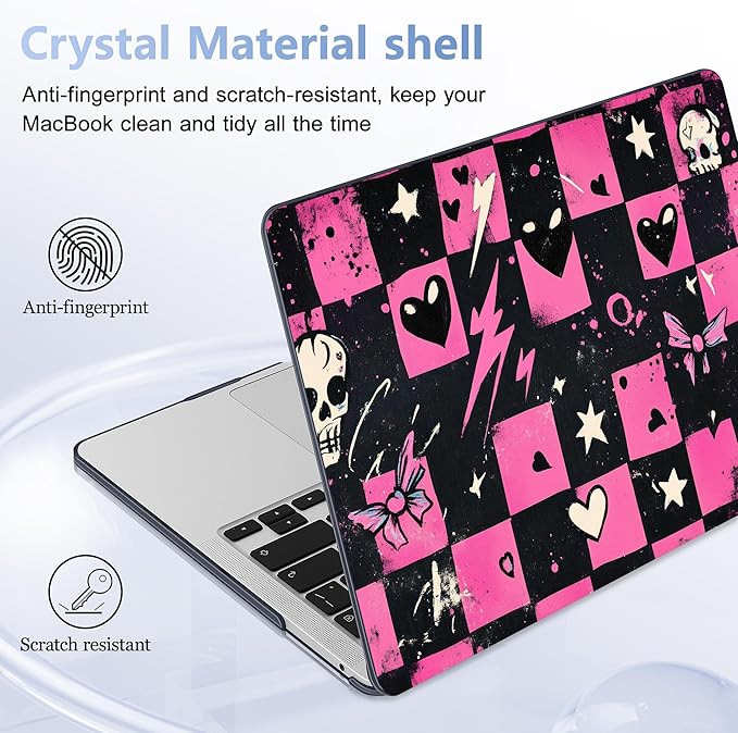 Lepeoac Case for MacBook Pro 13 inch Case M2 2022-2016 A2338 M1 A2251 A2289 A2159 A1989 A1708 A1706, Plastic Hard Shell + Keyboard Cover + Dust Plug, Pop Punk Checkerboard