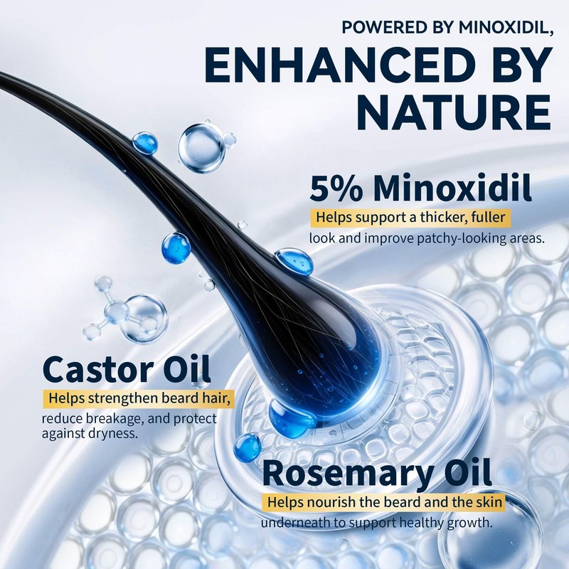 Minoxidil Beard Growth Oil: Minoxidil For Men Beard Infused With Biotin, Extra Strength Minoxidil 5% Beard Growth Serum to Grow Beard & Mustache Fast